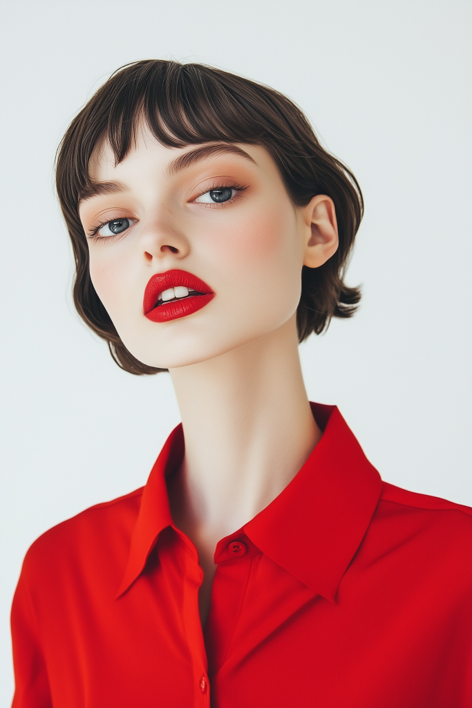 Portrait of a woman with red lipstick