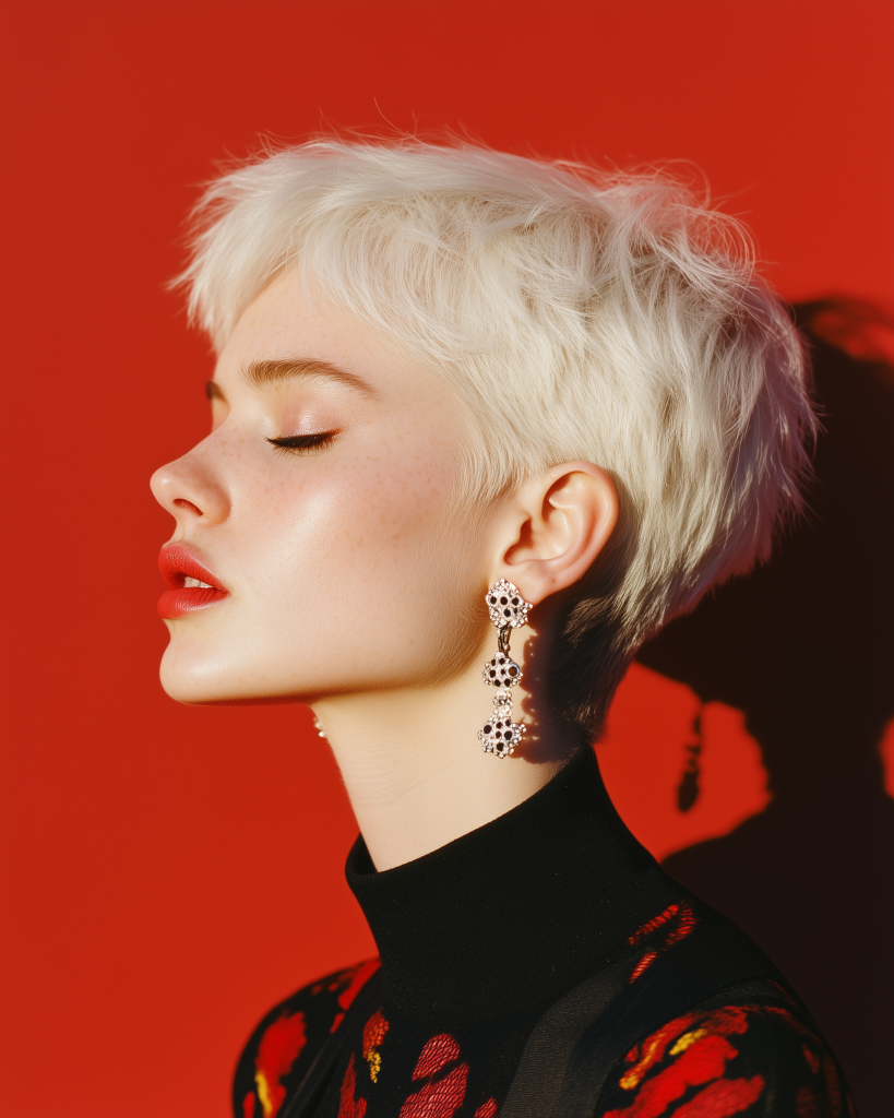 Portrait of a woman with red lipstick