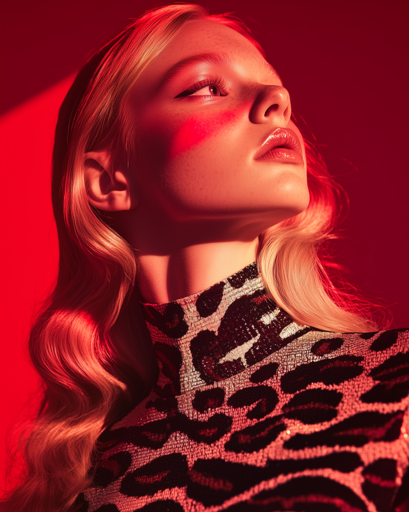 Portrait of a woman with red lipstick