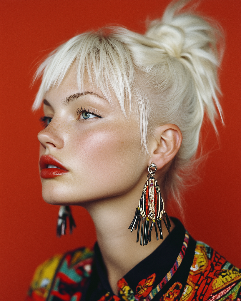 Portrait of a woman with red lipstick