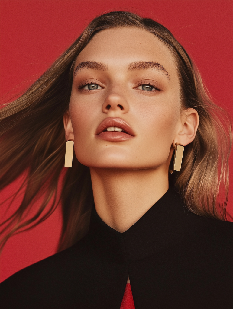 Portrait of a woman with red lipstick
