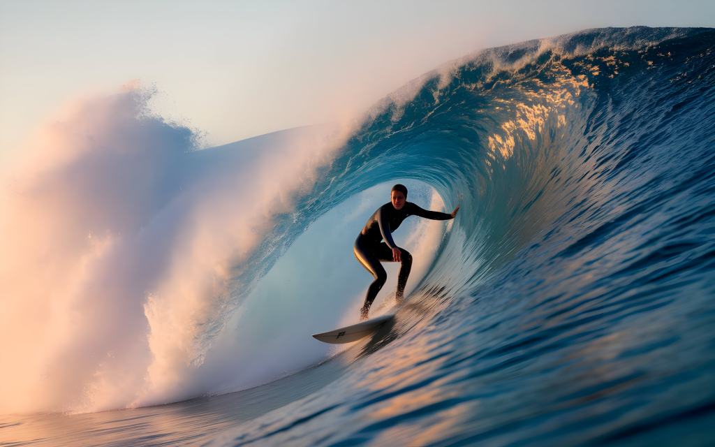 Surfer inside a wave barrel
