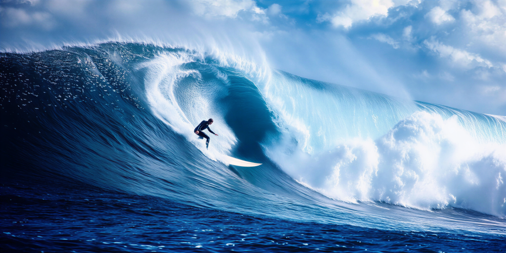 Surfer inside a wave barrel