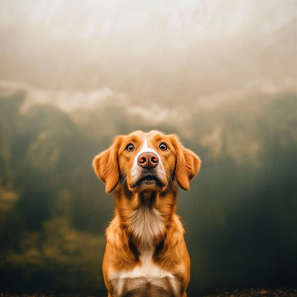 Portrait of a dog wrapped in a blanket