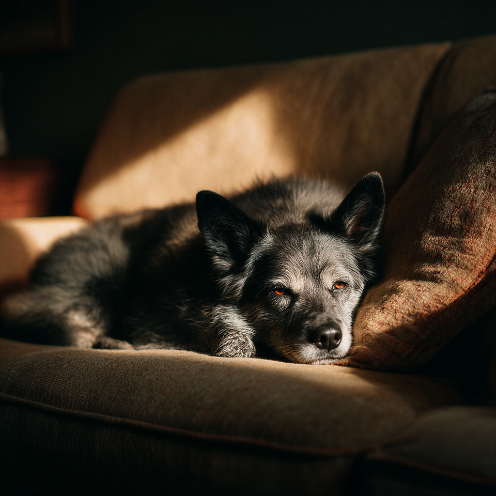 Portrait of a dog wrapped in a blanket