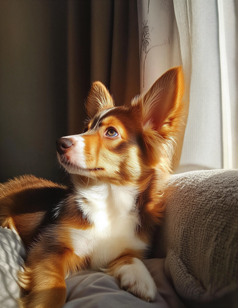 Portrait of a dog wrapped in a blanket