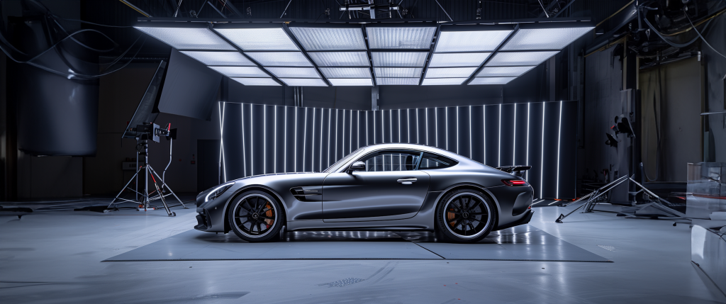 Mercedes sports car in the studio