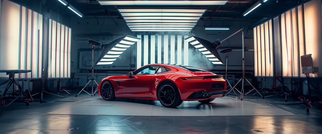 Mercedes sports car in the studio