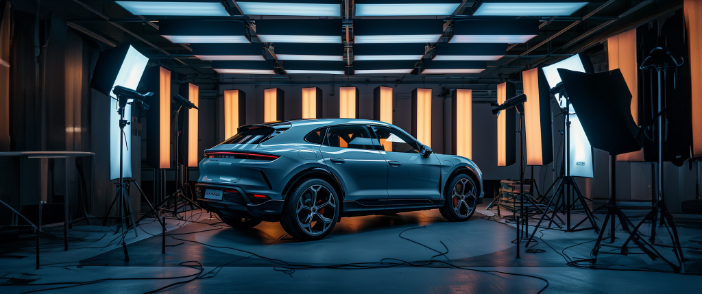 Mercedes sports car in the studio